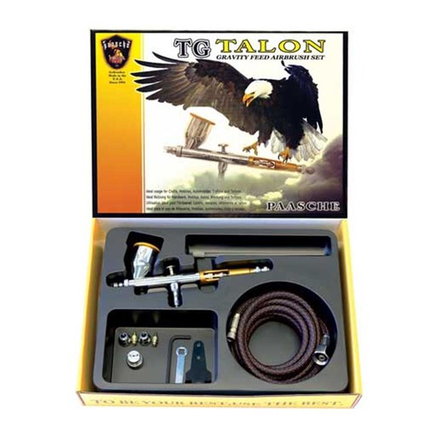 Paasche TG-3F Double Action Gravity Feed Airbrush Set with All Three Heads & Fan Aircap PA398303